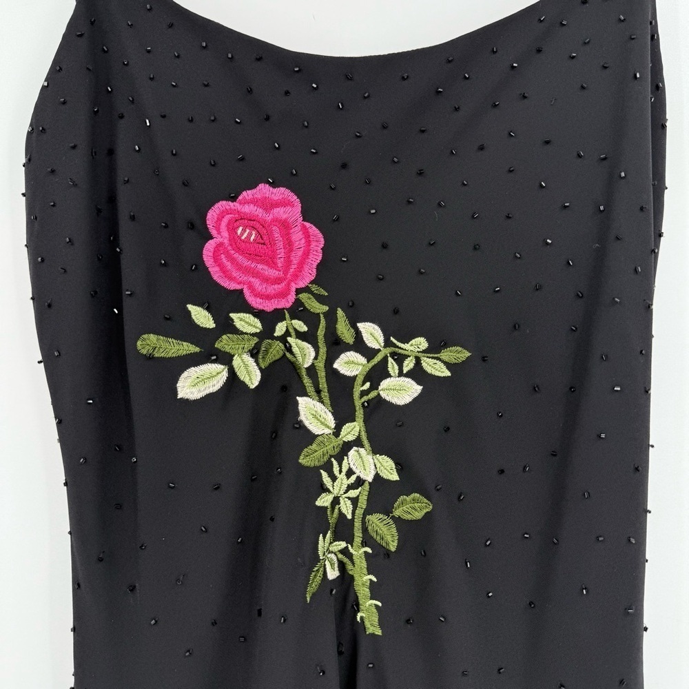 Vintage Y2K Fairycore Beaded Floral Whimsigoth Handkerchief Dress 13/14 - Picture 8 of 12
